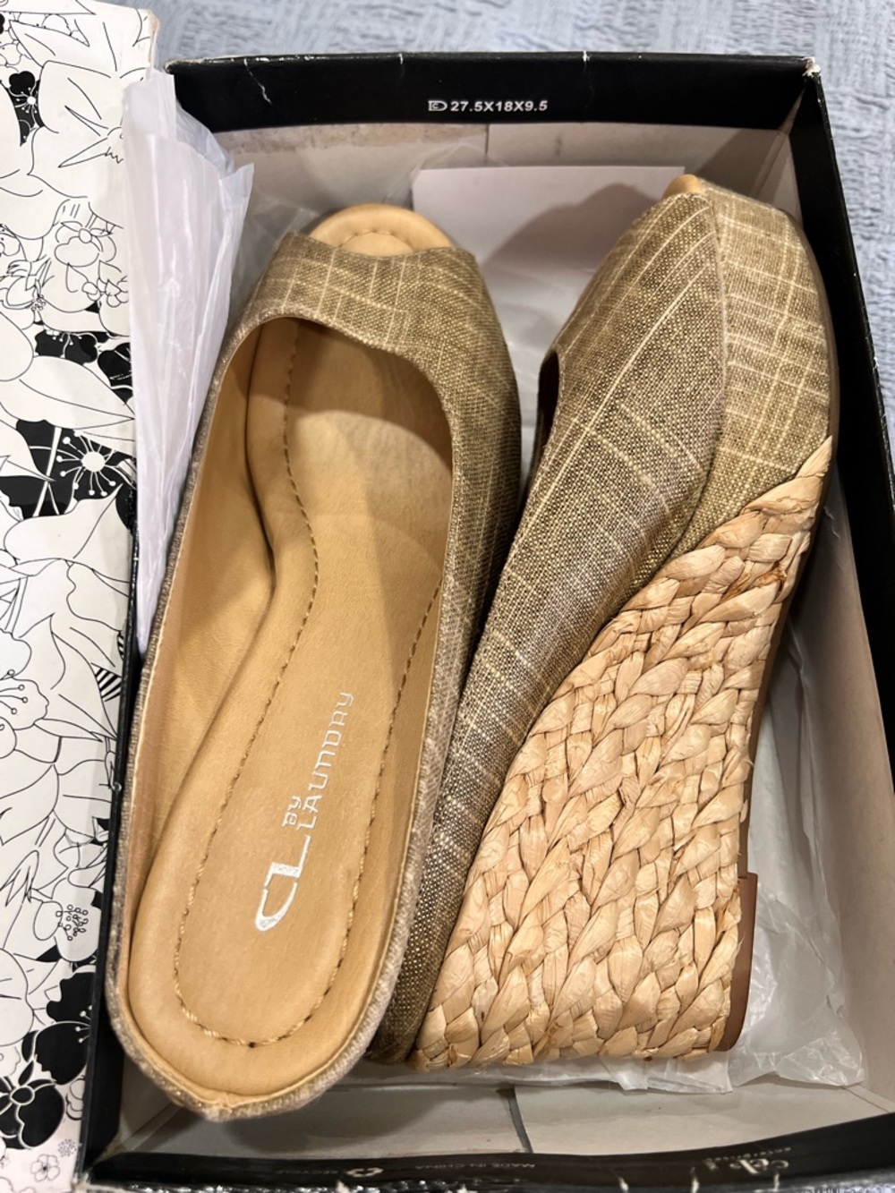 Laundry By Shelli Segal Tan Textured Peep-Toe Wedge Espadrille